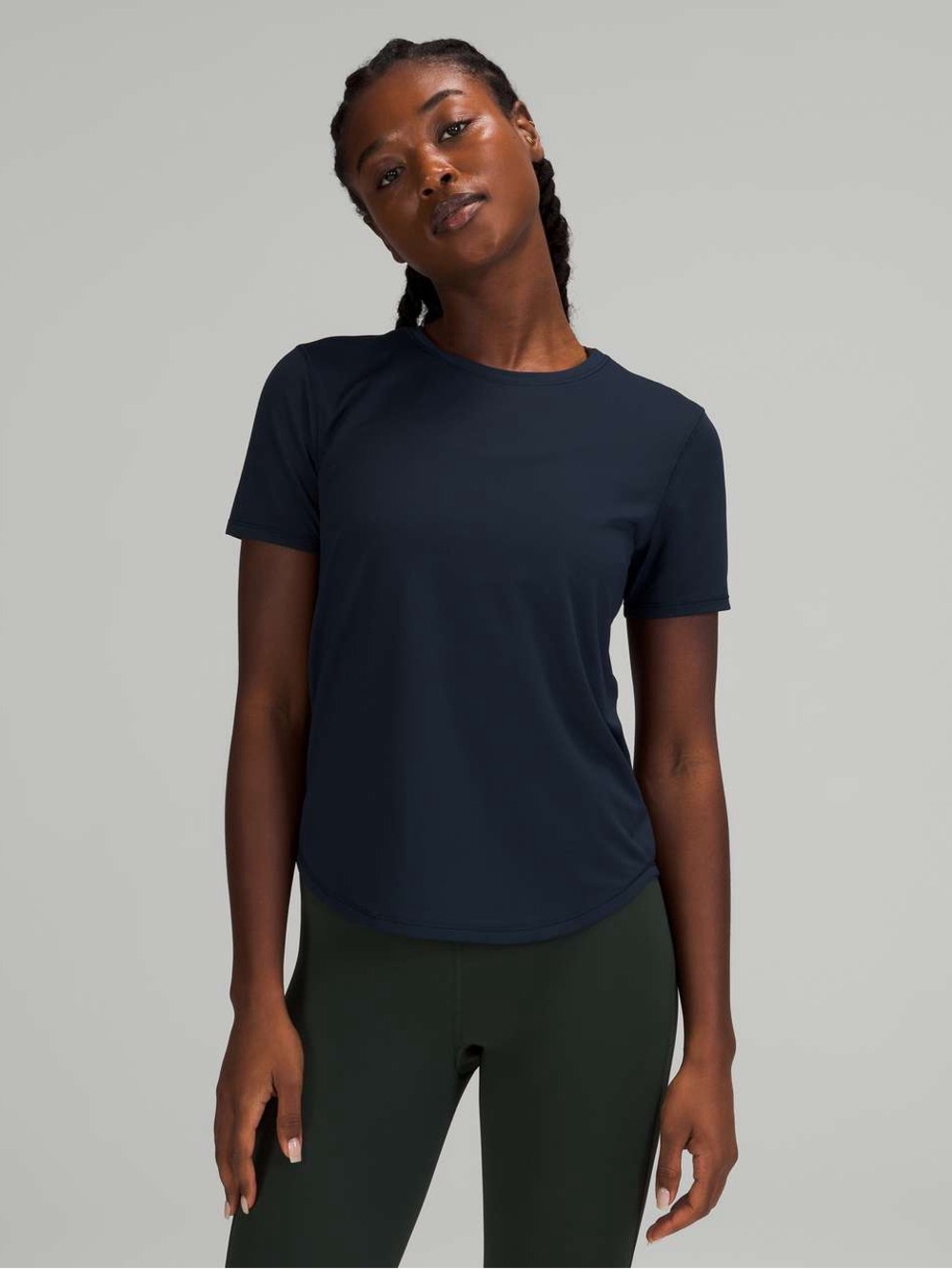 lululemon athletica Women’s High Neck Run and Train Tee - True Navy